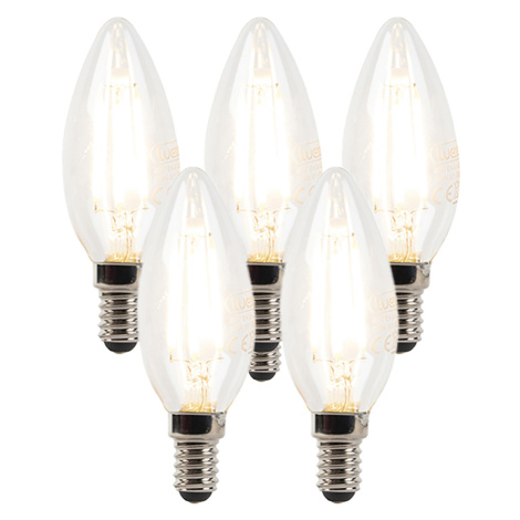 Sada 5 ks E14 stmívatelných LED svíčkových lamp B35 čirá 3W 250 lm 2700K LUEDD