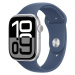 Apple Watch Series 10 46mm Stříbrný hliník s denimovým sportovním řemínkem M/L