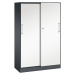 C+P Skříň s posuvnými dveřmi ASISTO, výška 1617 mm, šířka 1000 mm, černošedá/dopravní bílá