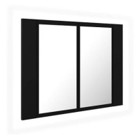 Shumee LED Koupelnová skříňka se zrcadlem - černá, 60 × 12 × 45 cm