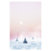 Ilustrace Winter minimalist landscape. Christmas trees against, Delbars, 26.7 × 40 cm