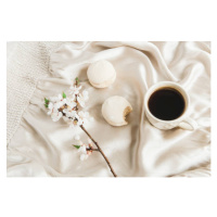 Ilustrace cup of coffee with marshmallows and, KolomiyetsViktoriya, 40 × 26.7 cm