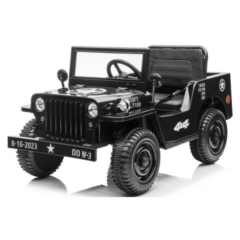 Mamido Dětský elektrický vojenský Jeep Willys 4x4 černý