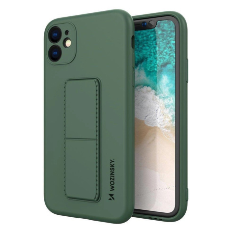 Wozinsky Kickstand Case silikonové pouzdro se stojánkem iPhone 12 Pro tmavě zelené