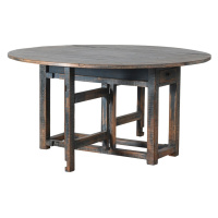 Estila Vintage kulatý jídelní stůl Teulada z masivního dřeva se sklápěcí deskou 152cm