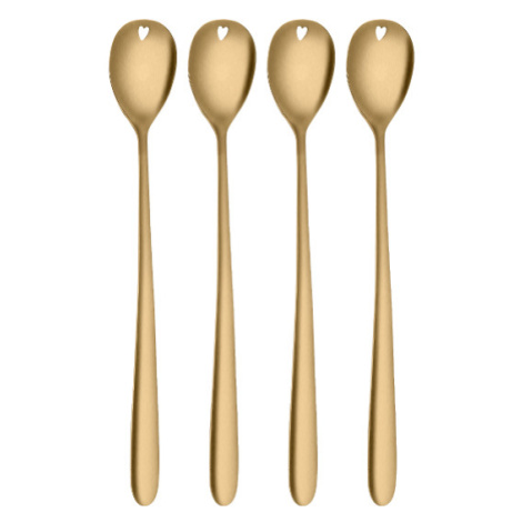 Latté lžičky se srdíčkem zlaté 4 ks set – Love Cutlery Sola