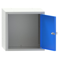 Uzamykatelný box, v x š x h 350 x 350 x 426 mm, světlá šedá / signální modrá