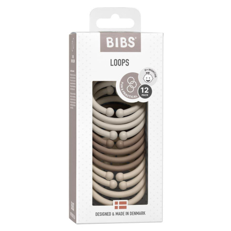 BIBS Loops kroužky 12 ks - Sand / Dark Oak / Vanilla
