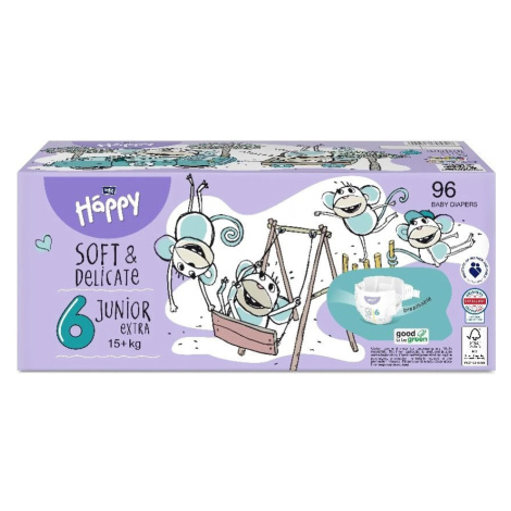 Happy Soft&Delicate 6 dětské pleny 15+kg 96ks Bella Happy