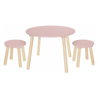 JaBaDaBaDoo Dětský dřevěný stůl se dvěma židlemi - růžová