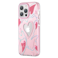 Pouzdro Kingxbar Heart Star Series pro iPhone 14 Pro Max s růžovými srdcovými hvězdami