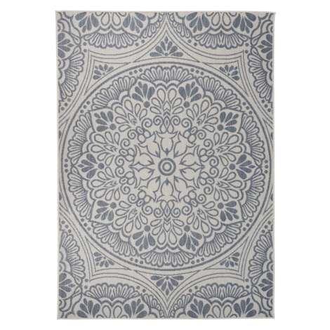 vidaXL Venkovní hladce tkaný koberec 140x200 cm modrý vzor