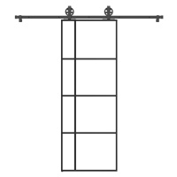 vidaXL Posuvné dveře s kováním 76x205 cm ESG sklo a hliník