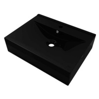 SHUMEE Keramické obdélníkové umyvadlo s otvorem na baterii 60 × 46 cm černé