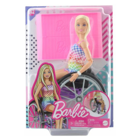 Popron.cz Barbie Modelka na invalidním vozíku v kostkovaném overalu HJT13