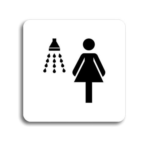 Accept Piktogram "sprcha ženy" (80 × 80 mm) (bílá tabulka - černý tisk bez rámečku)