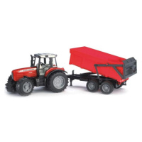 BRUDER 02045 Traktor Massey Ferguson 7480 s přívěsem