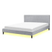BELIANI postel LED FITOU 160 × 200 cm, světle šedá, bílá