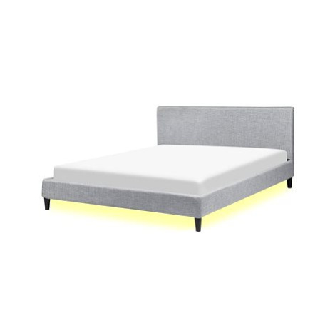 BELIANI postel LED FITOU 160 × 200 cm, světle šedá, bílá