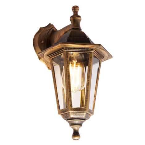 Starožitná venkovní nástěnná lampa zlatá IP44 - New Haven QAZQA