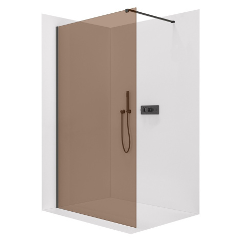 CERANO Sprchová zástěna Walk-in Onyx Cube L/P 8 mm hranatá vzpěra černá matná, bronzové sklo 60x