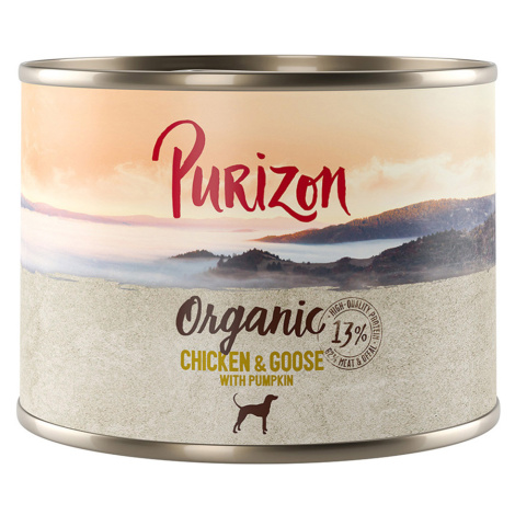 Purizon Organic výhodné balení 12 x 200 g - kuřecí a husa s dýní