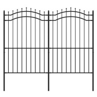 SHUMEE Zahradní plot s hroty černý 222 cm, práškově lakovaná ocel