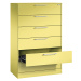 C+P Kartotéková skříň ASISTO, výška 1292 mm, se 6 výsuvy, DIN A5 na šířku, sírová žlutá/sírová ž