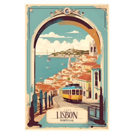 Plakát, Obraz - Vintage Lisbon Poster: Portuguese Beauty, 26.7 × 40 cm