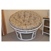 Papasan DIAS — ratan, látka, ⌀115 cm, bílá / více barev Levandule