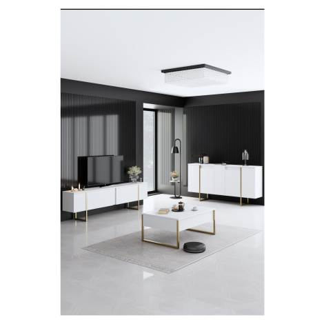 Kalune Design Sada nábytku do obývacího pokoje Luxe bílá/zlatá