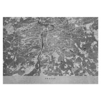 Mapa Gray vintage map of Prague, Blursbyai, 40 × 30 cm