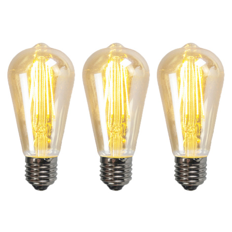 Sada 3 E27 stmívatelných LED žárovek ST64 zlatá 5W 450 lm 2200K LUEDD