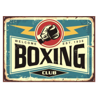 Ilustrace Boxing club retro tin sign template design, lukeruk, 40 × 30 cm