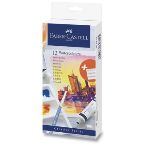 Akvarelové barvy Faber-Castell 12 barev, tuba 9 ml Faber-Castell