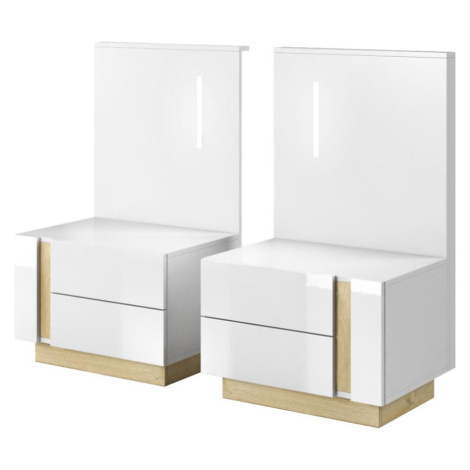 Noční stolek s osvětlením Arco O 2x Dub Grandson/Biał BAUMAX