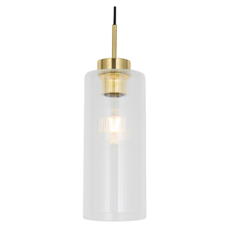 Art Deco závěsná lampa zlatá se sklem - Laura QAZQA