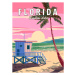 Ilustrace Retro Poster Florida South Beach. Lifeguard, VectorUp, 30 × 40 cm