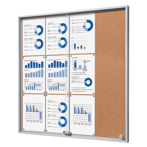 eurokraft pro Informační skříňka s posuvnými dveřmi, vnější š x v x h 906 x 947 x 50 mm, korková