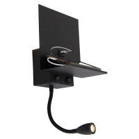 Chytré nástěnné svítidlo černé s USB a flex ramenem vč. WiFi G9 - Flero