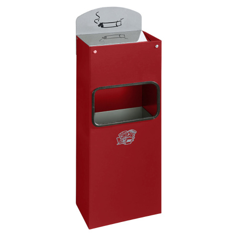 VAR Kombinovaný nástěnný popelník s vhazovacím otvorem pro odpadky, v x š x h 505 x 200 x 125 mm