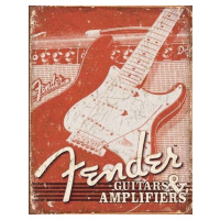 Plechová cedule Fender - Weathered G&A, 30x42 cm