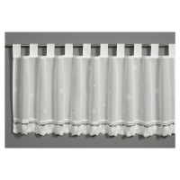 Sehlbach Vitrážová záclona s poutky, s květinovou výšivkou přírodní, 135 x 48 cm