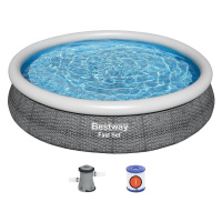 Samonosný bazén šedý rattan 3,66x0,76 m s filtrací 57445