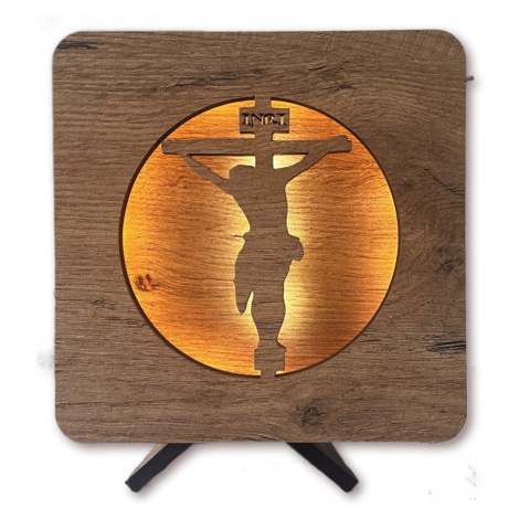 Li-Go "Ježíš na kříži s pulzujícím světlem" lampa 19x19cm provedení povrchu: dub B
