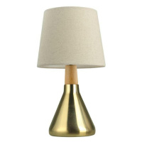NOVA LUCE stolní lampa MONTES mosazný kov a přírodní dřevo bílé stínidlo E14 1x5W bez žárovky 76