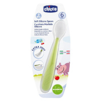 CHICCO Lžička silikon Soft zelená 6m+