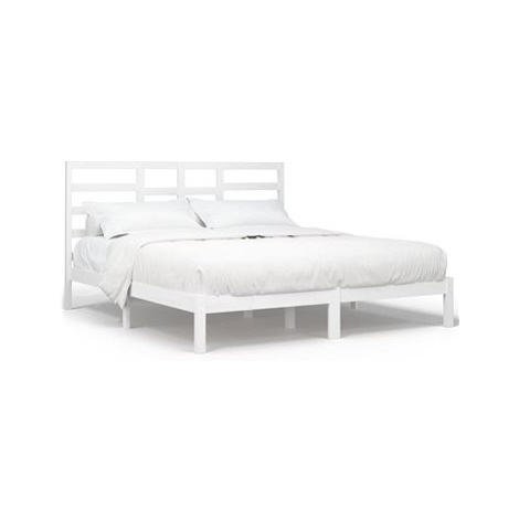 Rám postele bílý masivní dřevo 180 × 200 cm Super King, 3105811 SHUMEE