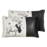 BELIANI, Sada 2 dekorativních polštářů s vánočním motivem 30 x 50 cm černobílá SVEN, 298452