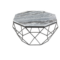 Estila Art-deco stylový konferenční stolek Adamantino s šedou mramorovou deskou a černou konstru